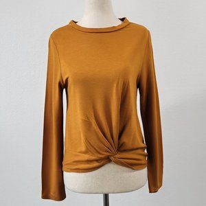 IVOIRE Twist front Knit Top mustard Sz L